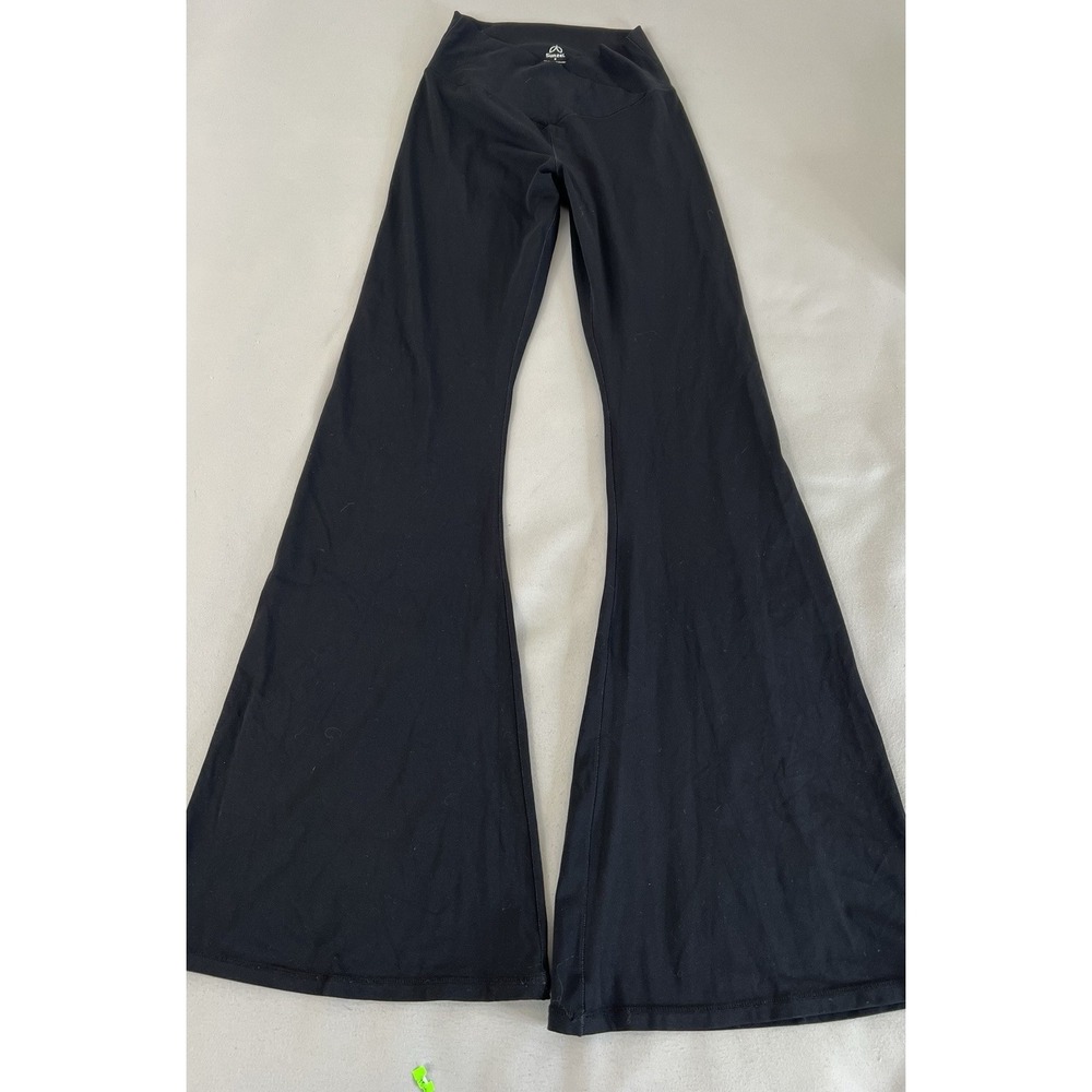 Sunzel Black Crossover Front High Waisted Flared Athletic Yoga Pants Medium
